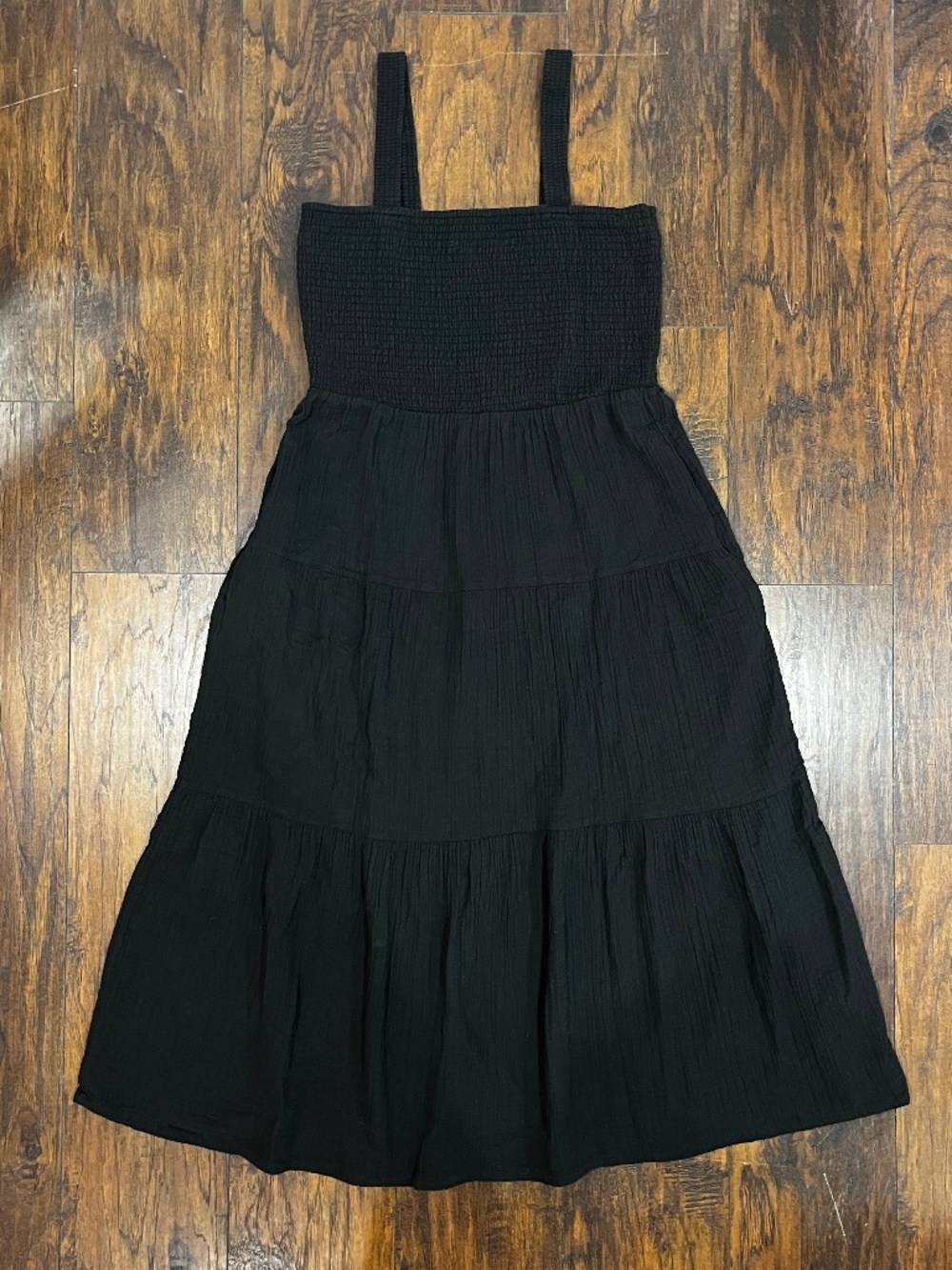 100% Organic Cotton Gauze Smocked Sleeveless Maxi Dress Size L